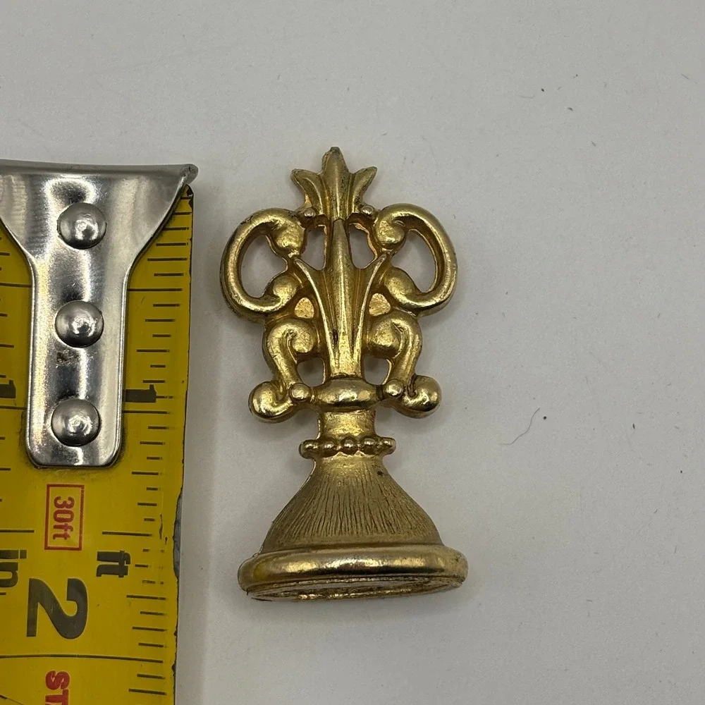 Vintage Brass Fleur De Lis Wax Seal Stamp‎ Frog Motif Desk Accessory 1.5 Inch